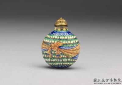 图片[2]-Copper-body painted enamel snuff bottle with a peacock tail-feather and cloth wrapper design, Yongzheng reign (1723-1735), Qing dynasty-China Archive